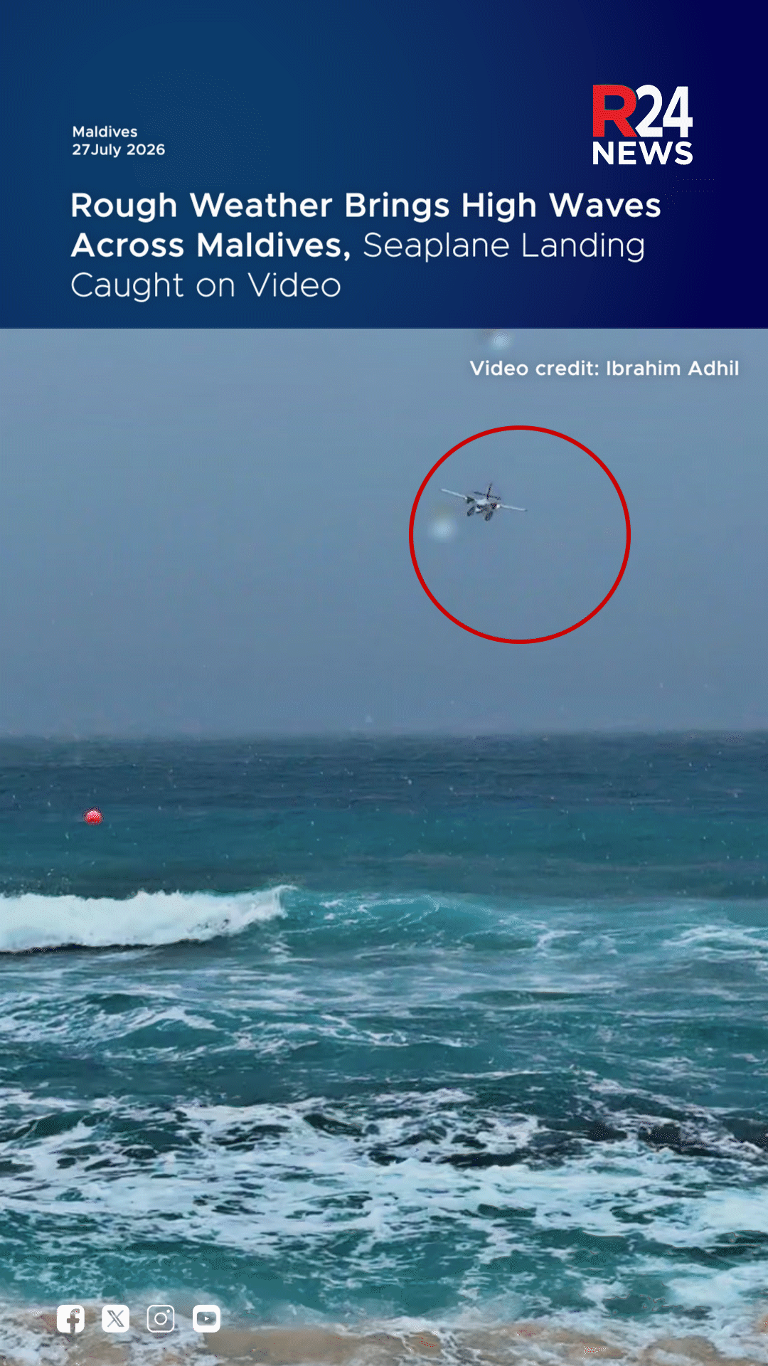 Rough Weather Brings High Waves Across Maldives, Seaplane Landing Caught on Video