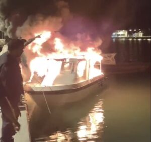 Speedboat destroyed in Hanimaadhoo harbour fire, two crew members injured